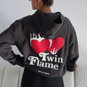 Twin Flame Oversized Hoodie Charcoal